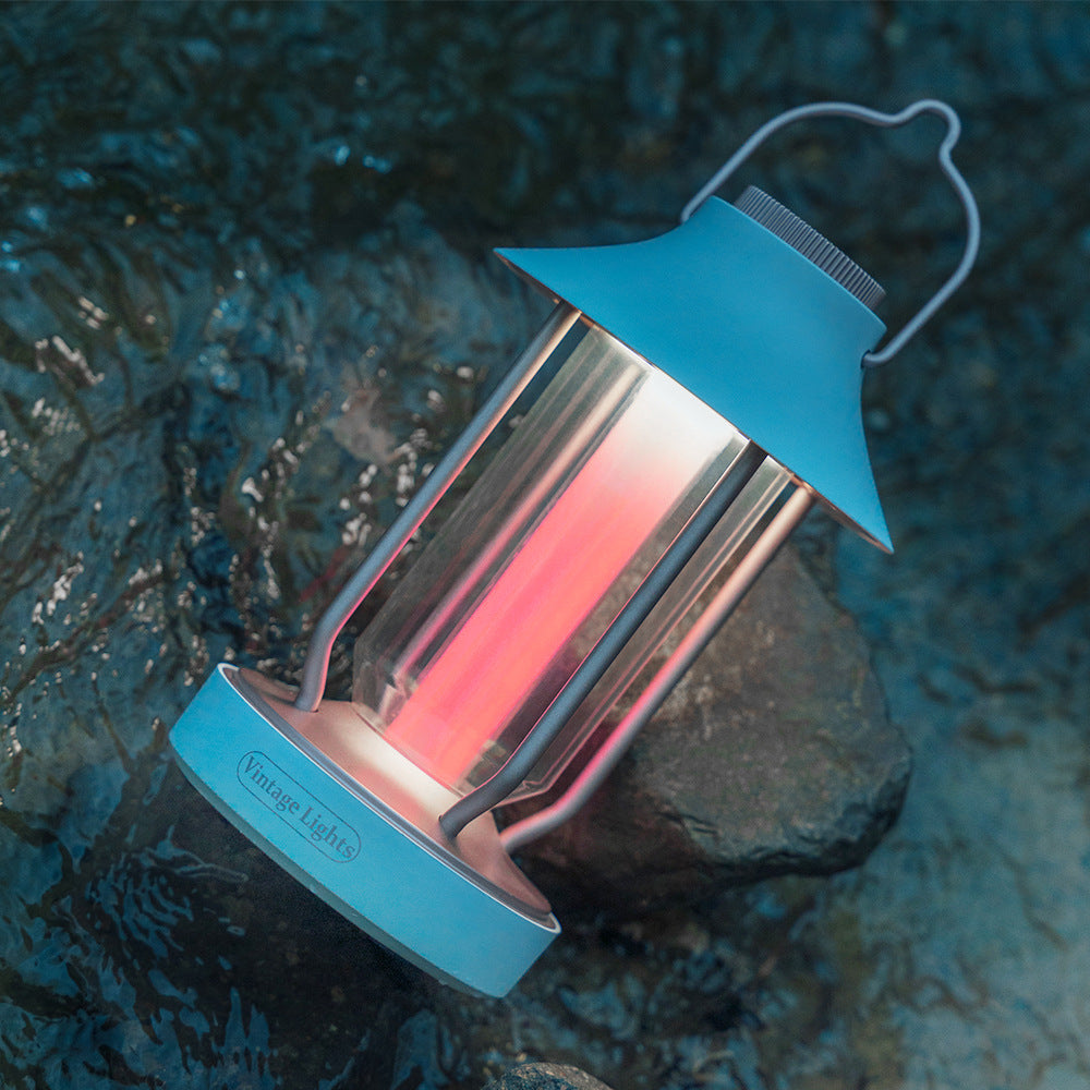 Retro lantern for outdoor charging and ambient lighting