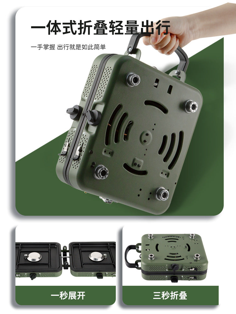 Portable  double  head  folding  gas  stove YCY01 Army Green