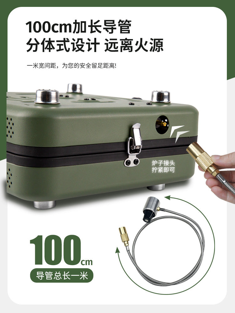 Portable  double  head  folding  gas  stove YCY01 Army Green