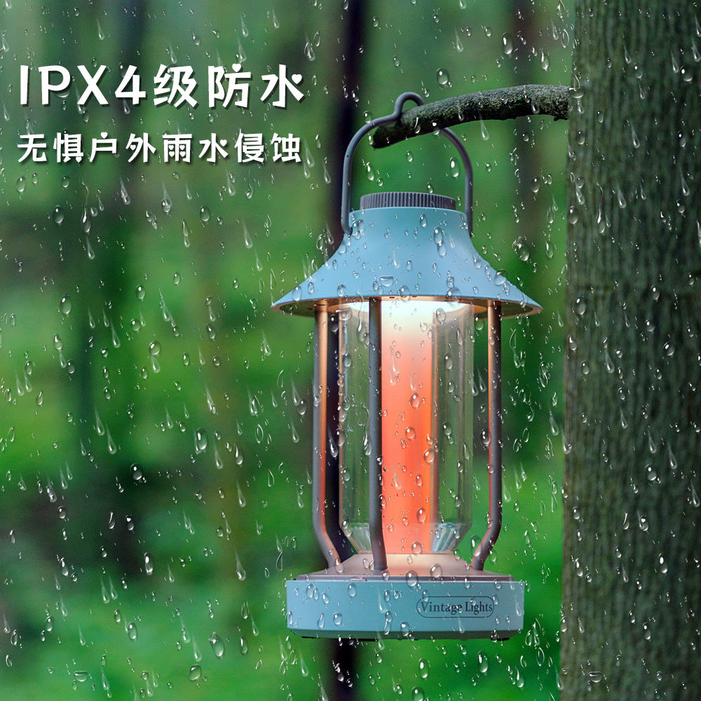 Retro lantern for outdoor charging and ambient lighting