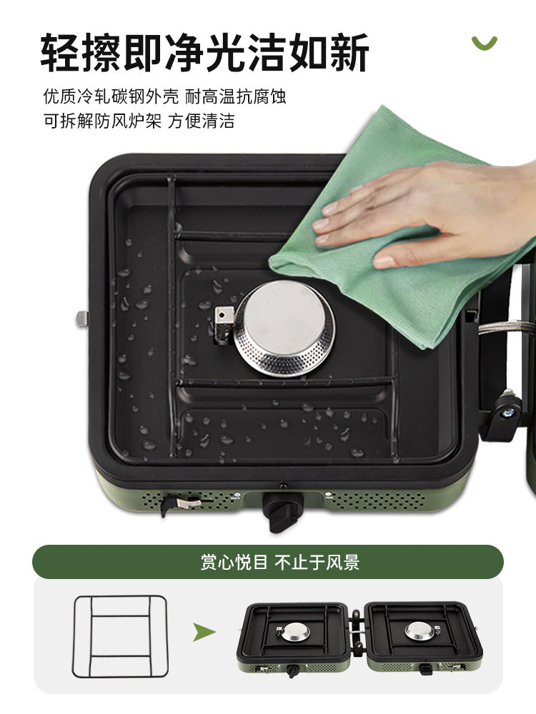 Portable  double  head  folding  gas  stove YCY01 Army Green